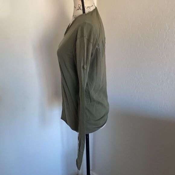 Zadig & Voltaire Green Distressed Casual Pullover Nirvana Long Sleeve Shirt - Picture 2 of 11